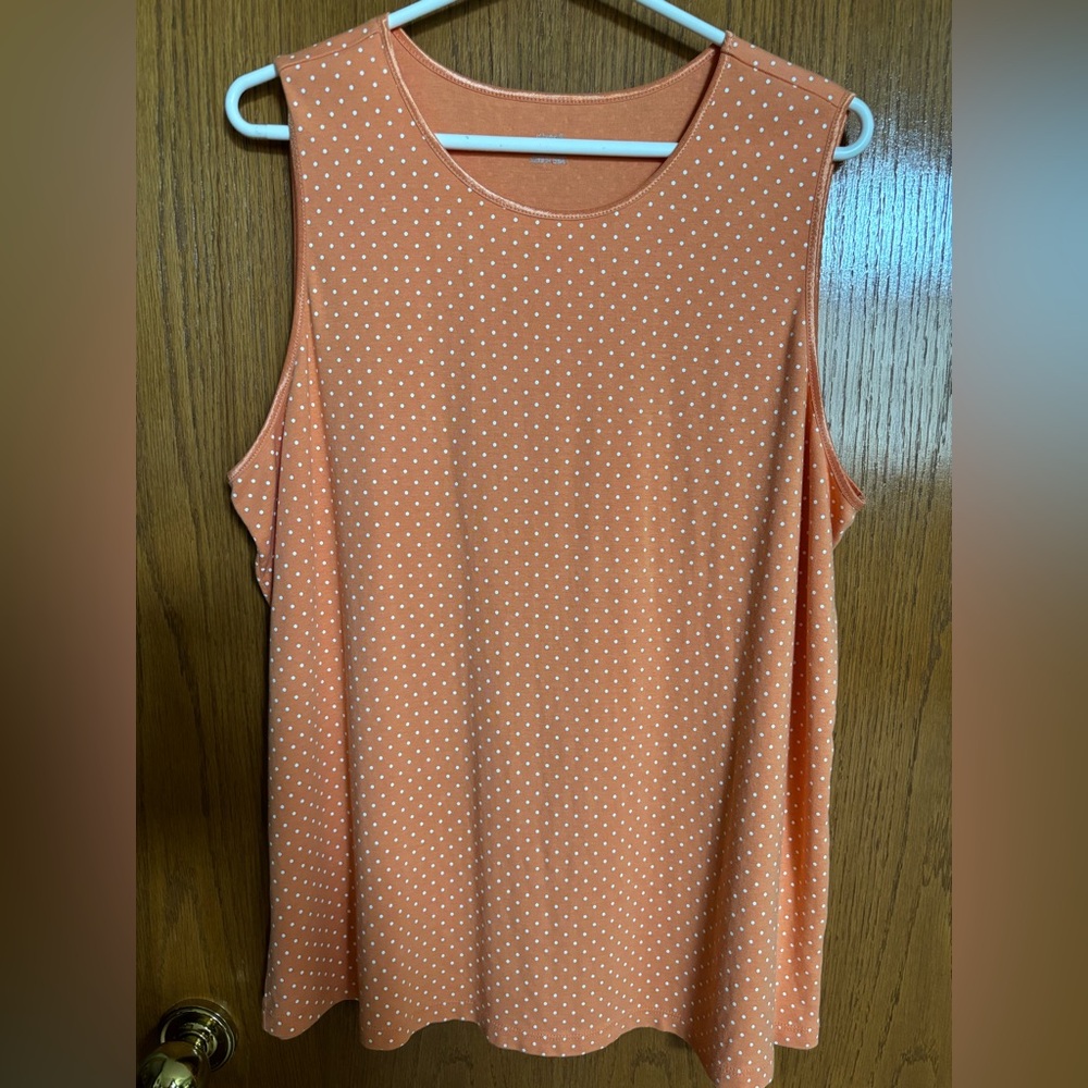 CJ Banks Peach Polka Dot Tank Top